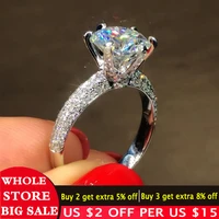 lmnzb genuine tibetan silver wedding engagement ring 2ct zirconia diamond rings for women party elegant luxury bridal jewelry