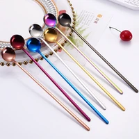 24cm long handle stainless steel small sand smoothie spoon gold color coffee mixing spoon creative korean bar spoon