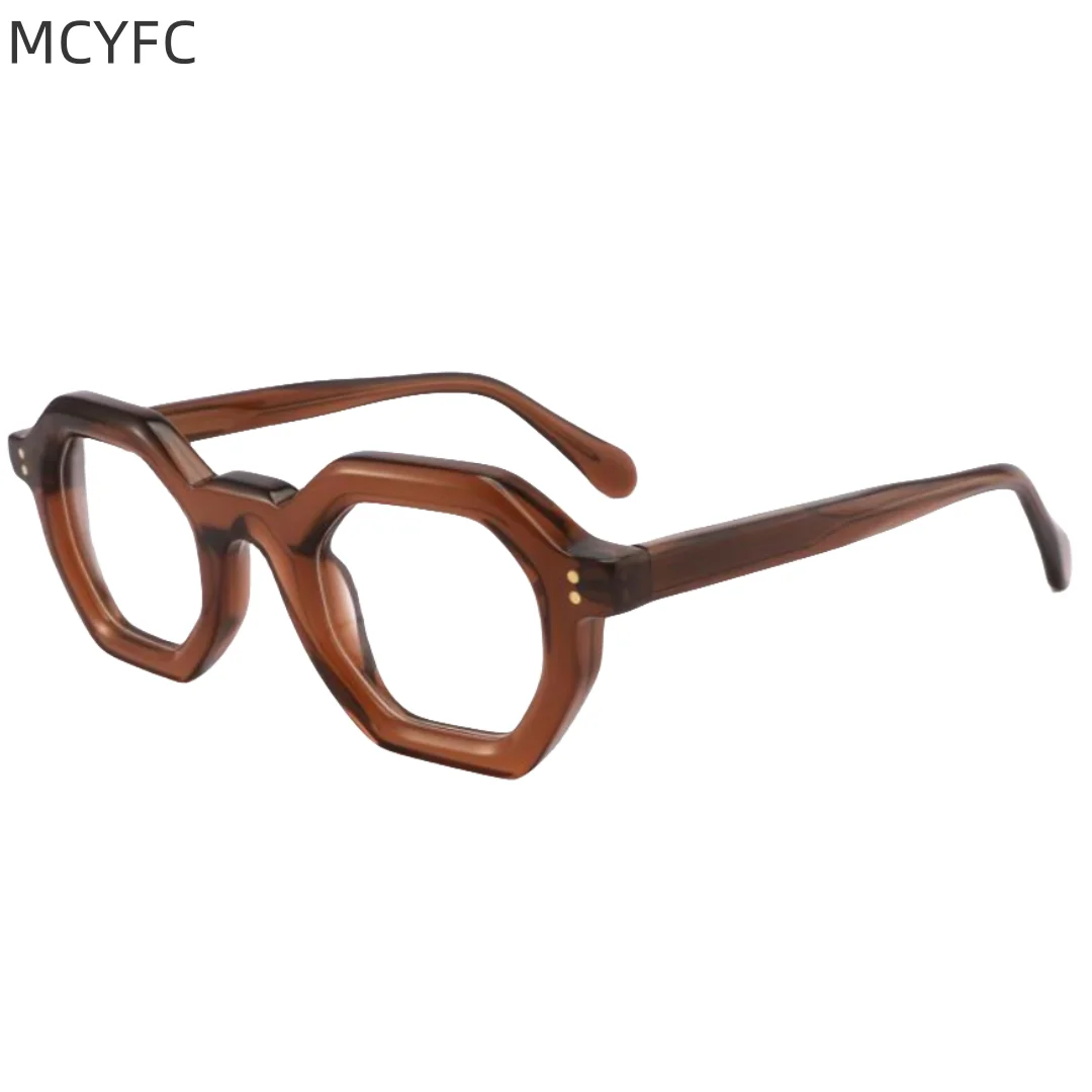 

MCYFC Irregular Acetate Glasses Frames Myopia and Farsightedness Optical Prescription Eyeglasses for Men Women Anti Blue Light