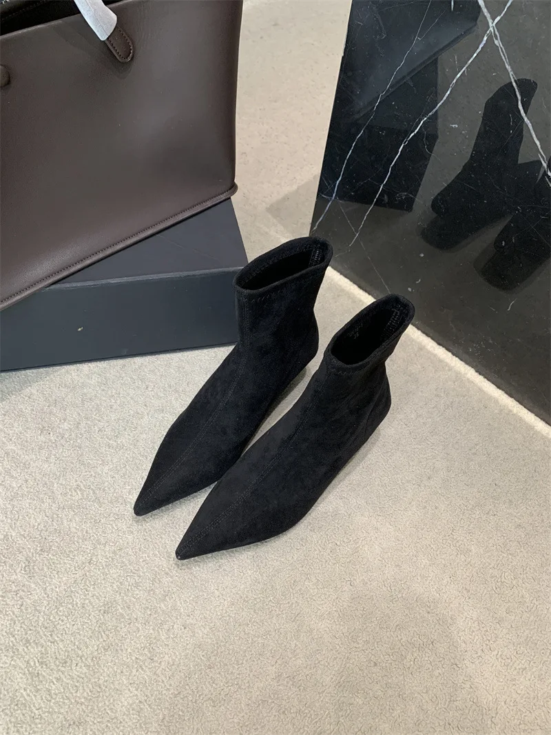 Туфли Женские сапоги на плоской подошве Сапоги с круглым носком - низкие женские