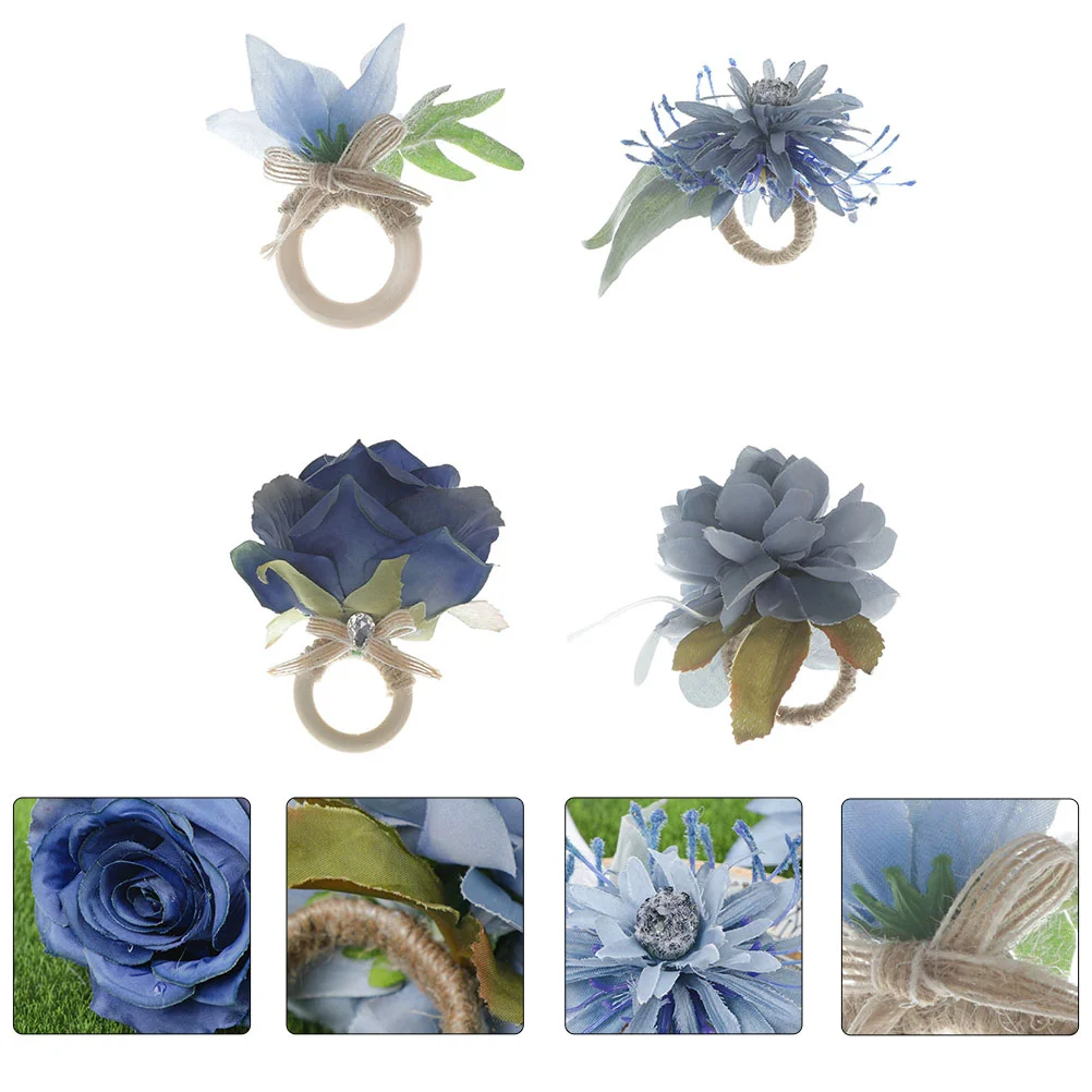 

Napkin Buckles Flower Rings Clasps Holder Exquisite Simulation Wedding Delicate Clamp Decorative Buckle Shaped Set Ring
