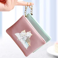 zero wallet female women mini short new korean cartoon cute cats backyard card case holder coin bag small keychain square bags