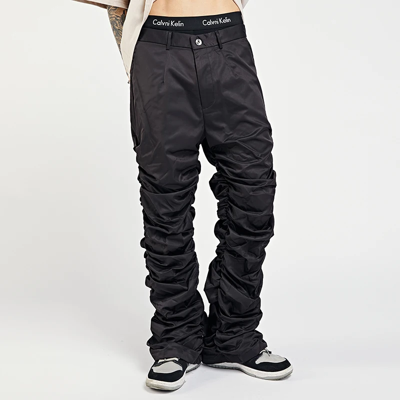 

Hip Hop Retro Draped Straight White Black Mens Pants Loose Pleated Oversize Casual Trousers Harajuku Baggy Track Pants