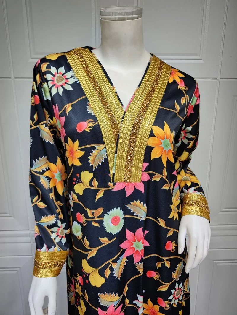 Ramadan Kaftan Turkey Muslim Print Hijab Dress Women Caftan Marocain Evening Dresses Eid Islam Clothing Robe Femme Abaya Dubai