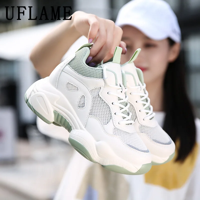 

10cm Women Casual Shoes Breathable Mesh Walking Shoe Fahsion Thick Bottom Daddy Shoe Color Matching Non-slip Female Travel Shoes