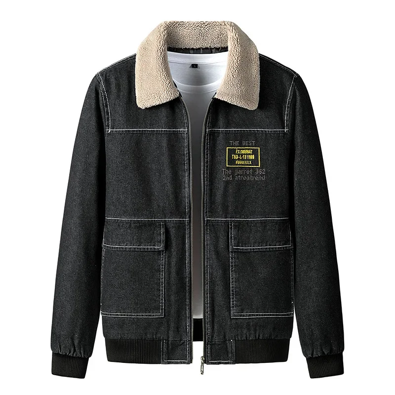 Мужская зимняя джинсовая куртка Классическая Толстая теплая парка мужская