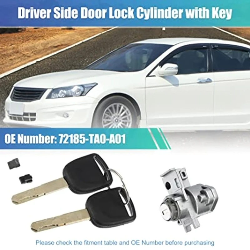 

Car Door Lock Cylinder Front Main Door Lock 72185-TA0-A01 with 2 Keys AOS