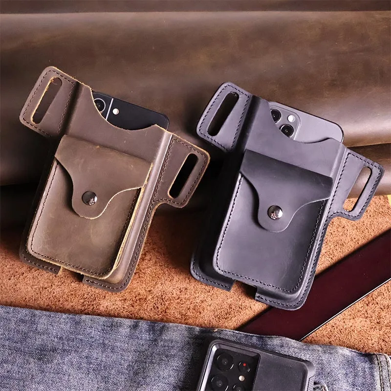 1 шт. винтажные высококачественные Мужские поясные сумки из воловьей кожи с