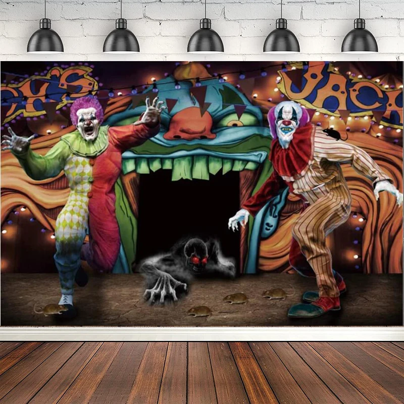 

Фон для фотосъемки на Хэллоуин, карнавал, Хэллоуин, цирковые страшные клоуны, костюм для вечевечерние, Фотофон на день рождения, вечеринку