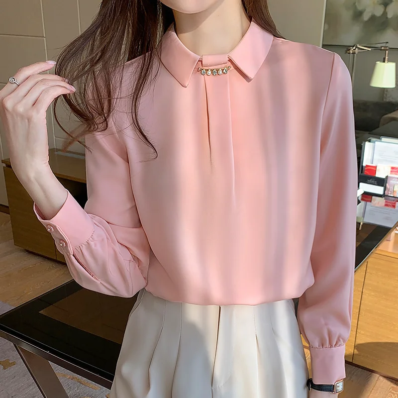 

Женская шифоновая рубашка с длинным рукавом, элегантная деловая офисная блузка, шифоновая рубашка, одежда, 2023