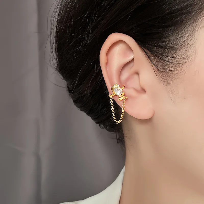 

VENTFILLE 925 Stamp Silver Gold Color Rose Irregular Flower Earring Zircon Jewelry Birthday Gift Dropshipping