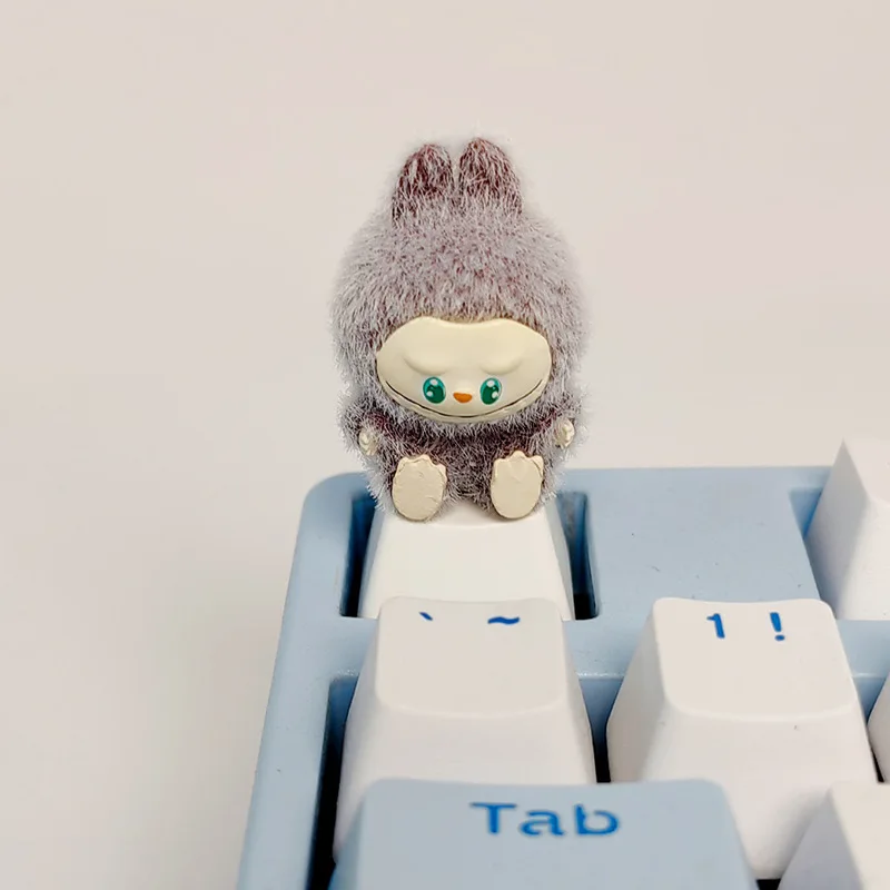 Фото DIY милый колпачок для клавиш Labubu из АБС-пластика Zimomo Mokoko The Monsters Labubu, колпачок для клавиш, подходит для механической клавиатуры с перекрестной осью, подарки №3