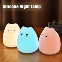 led night lamp cat night light pat soft silicone touch sensor lamp room decor toy for children gift desktop atmosphere light