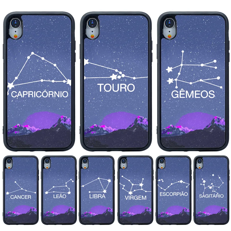 

Twelve Constellations Phone Case for Iphone 13 Mini 7Plus 8 X XS MAX 11 12 Pro Max SE 2022 Soft Silicone Camera Protection Cover