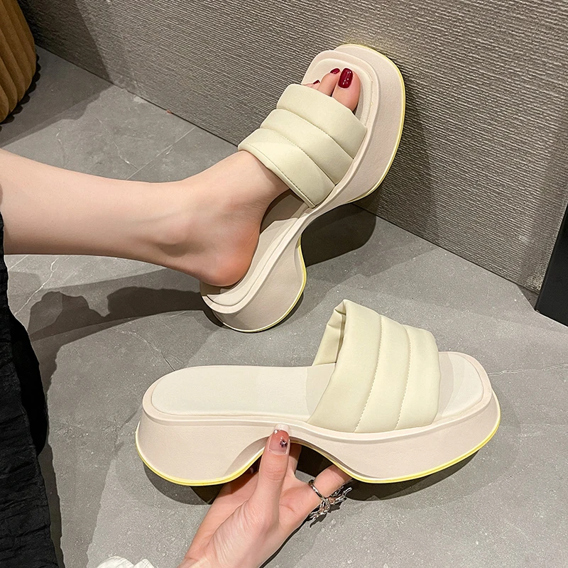 

Thick Platform Slippers Women Sandals Summer Shoes 2022 New Trend Causal Heels Shoes Ladies Beach Slides Flip Flops Hot Sale
