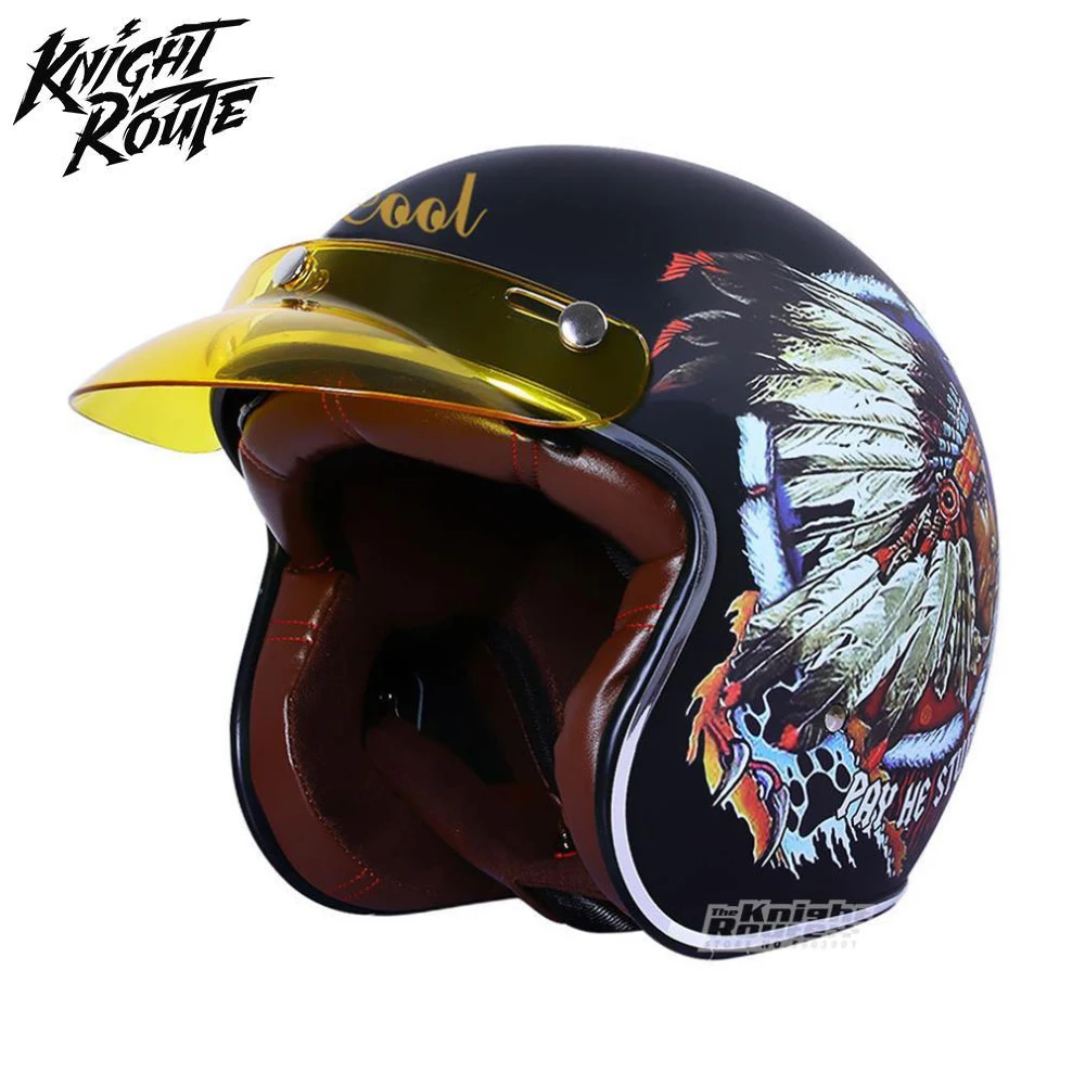 

Винтажный мотоциклетный шлем для мужчин, винтажный мотошлем с открытым лицом, в стиле ретро, для кафе, гоночный