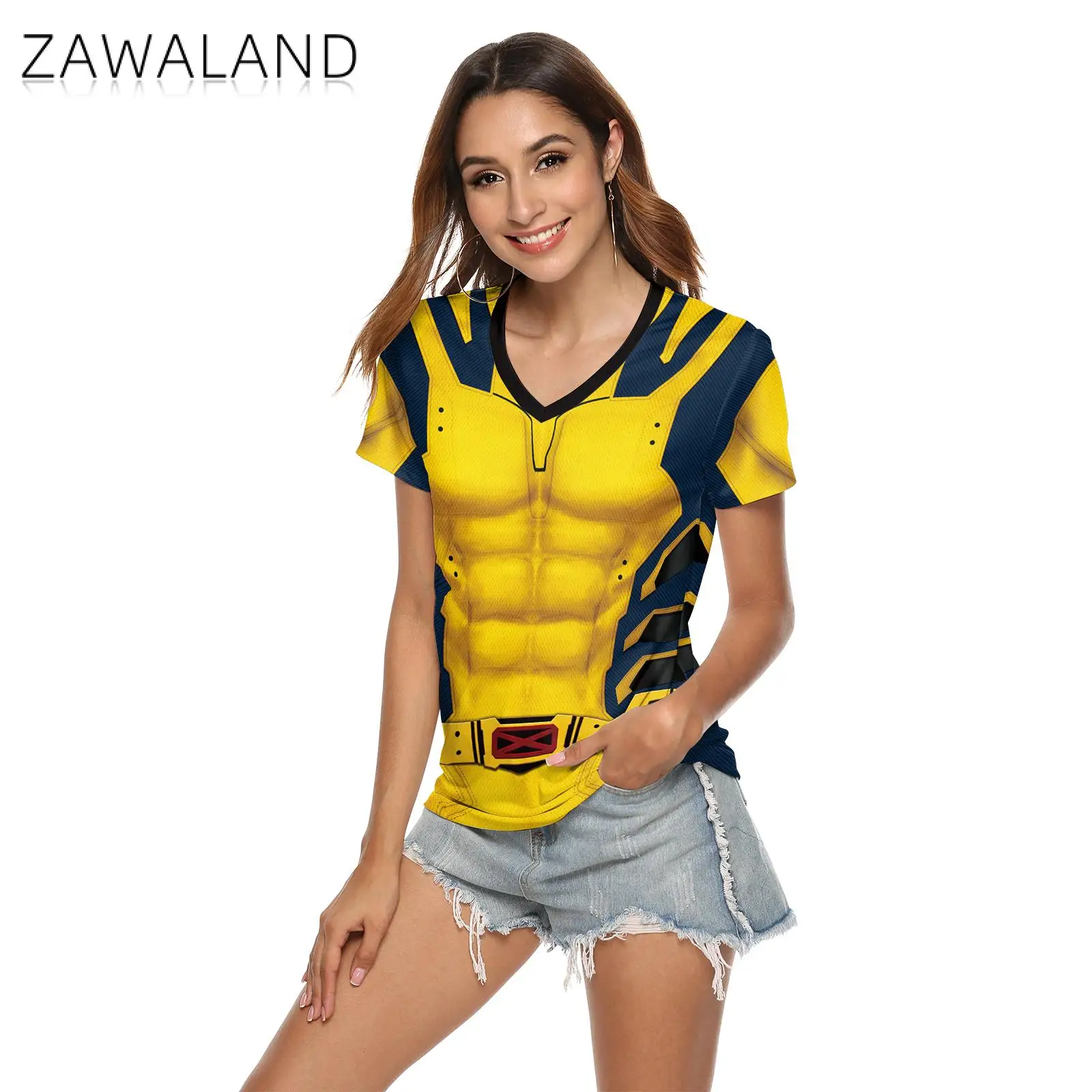 Zawaland Wolverine женские футболки для косплея костюм Джеймса Howlett топ с принтом Дэдпула