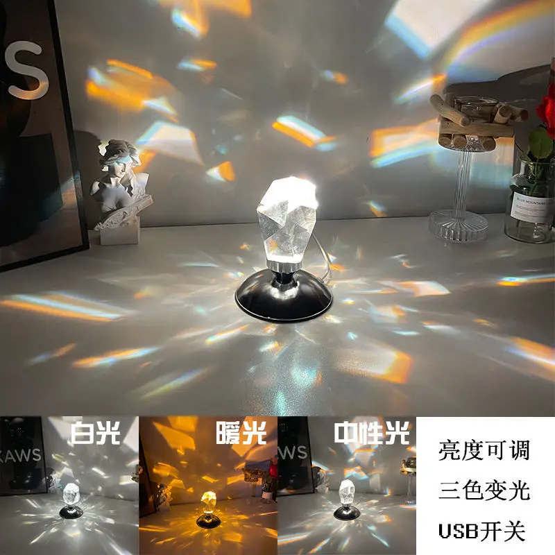 

Led Crystal Night Light With Remote Control Bedroom Decor Mood Light Novelty Gift Usb Bedside Romantic Projector Rgb Night Lamp