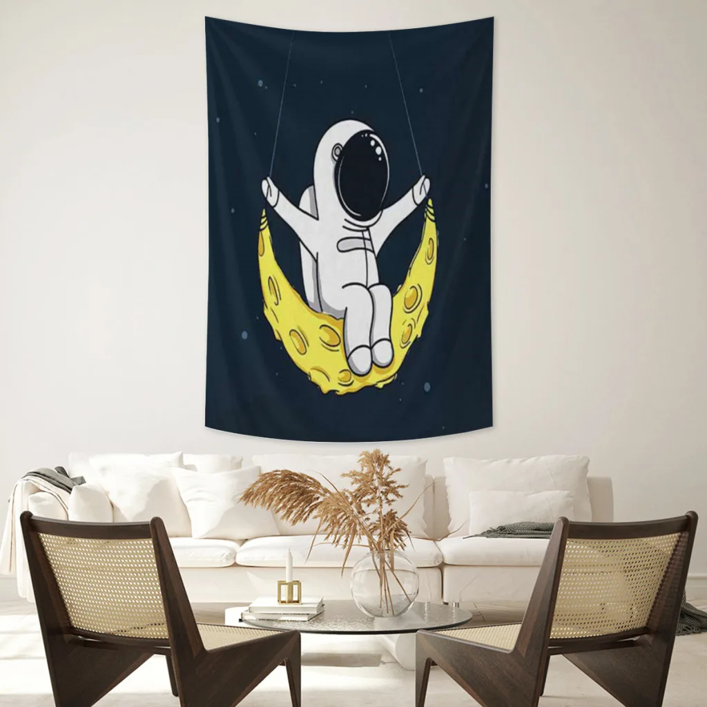 

Cartoon-astronaut-large Printed Wall Tapestry Wall Hanging Bohemian Tapestries Mandala Aesthetic Home Decor