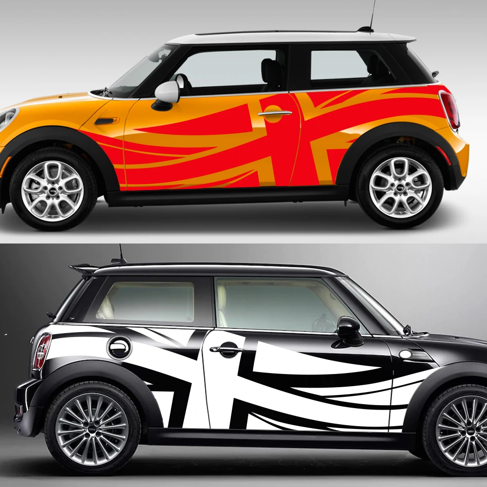 

For Mini Cooper JCW Countryman Clubman Car-Styling Accessories Black Union Jack Door Side Skirt Decal Stickers DIY Protection