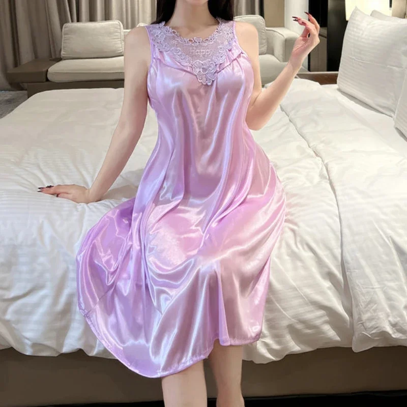 Женское свободное повседневное фиолетовое кружевное длинное платье жилет на