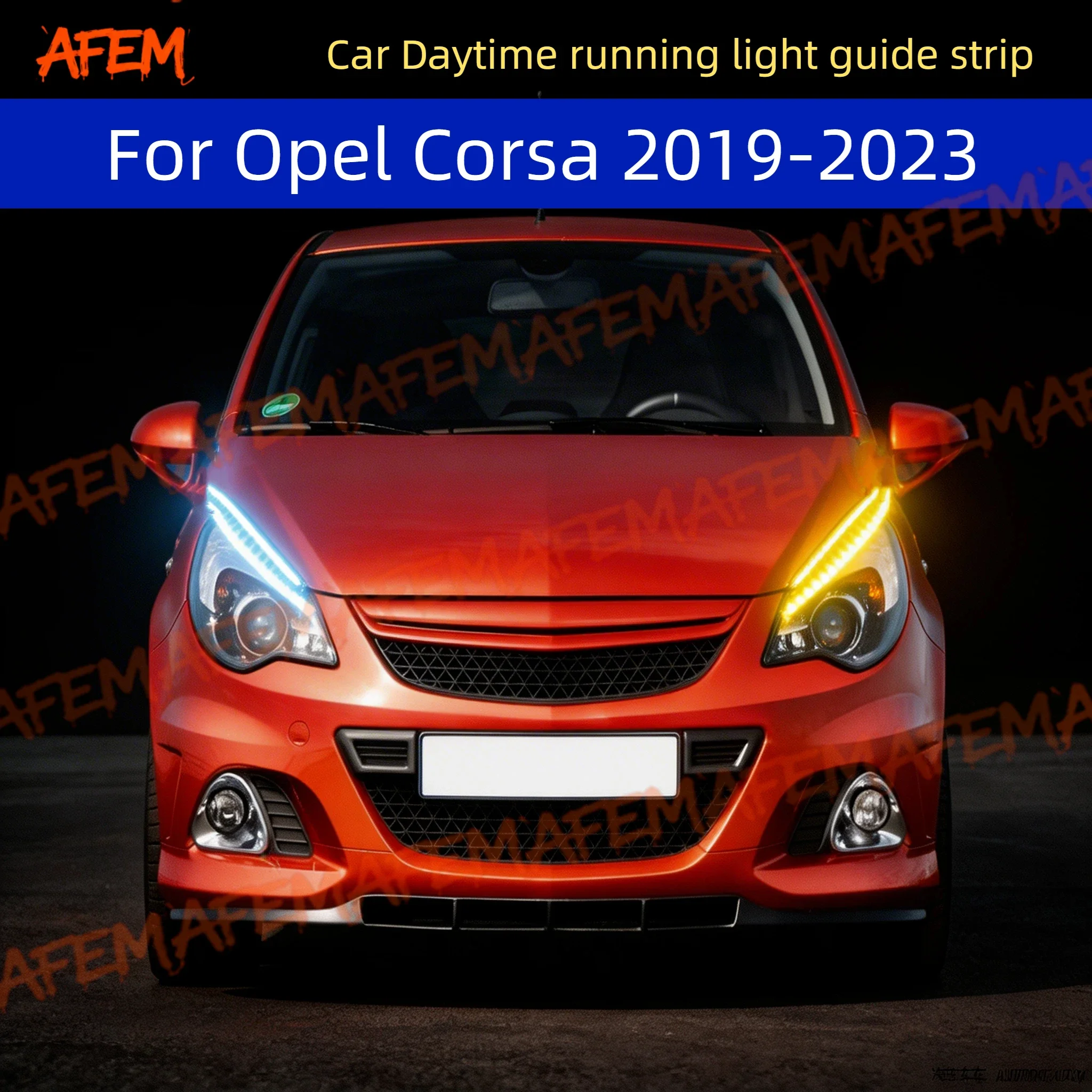 Фото 2 шт. для Opel Corsa 2019-2023: Ультратонкие дневные ходовые огни (ДХО) с функцией последовательного включения и динамического поворотника №1