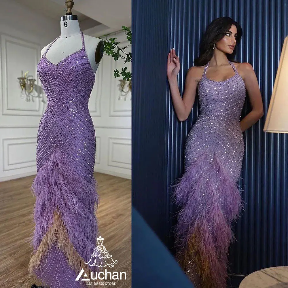 

Auchan Lisa Purple Sling V-Neck Prom Evening Dress Sleeveless Floor Length Summer Elegant Wedding Party Gowns For Women 2023