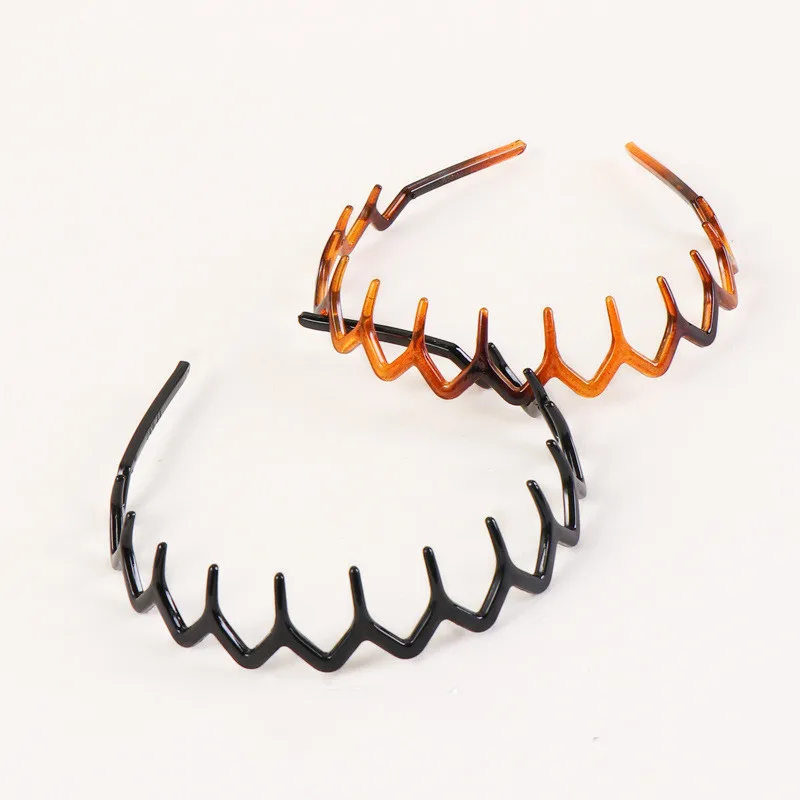 

Металлический волнистый обруч для волос унисекс, нескользящий простой ободок черного цвета для мужчин и женщин, уличный головной убор для мытья лица