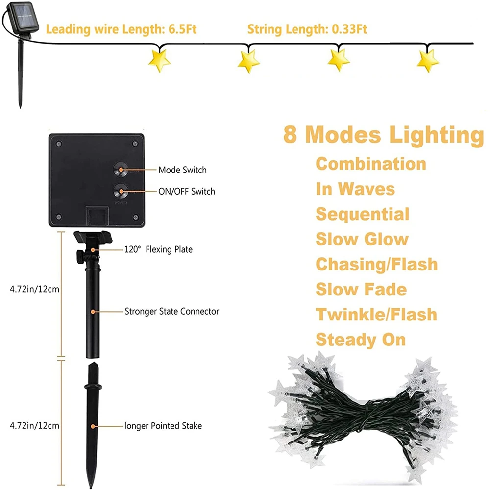 Светодиодная гирлянсветильник на солнечной батарее 6 м 50 светодиодов | Освещение