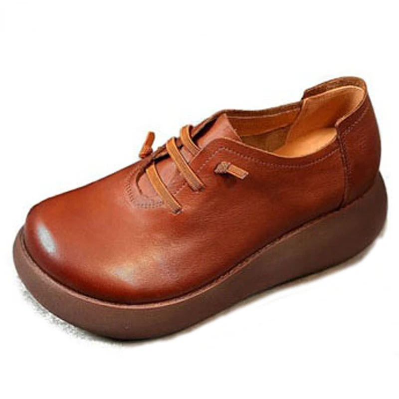 

2022 Women's Early Spring Retro Fashion Casual Platform Shoes The First Layer of Leather Casual Shoes Women's