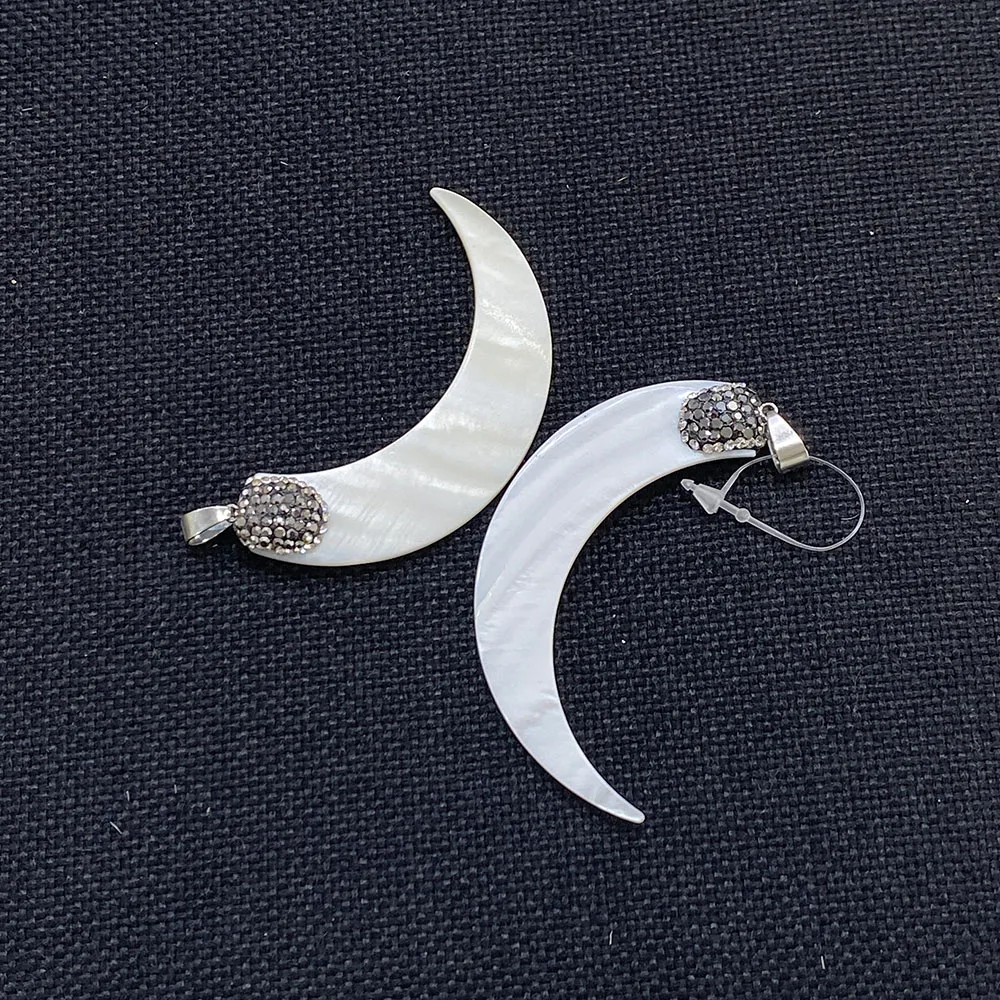 

Classic Natural Freshwater Shell Moon Shape Charm Ladie Creative Fashion Pendant DIY Necklace Earring Jewelry Accessorie 30x65mm