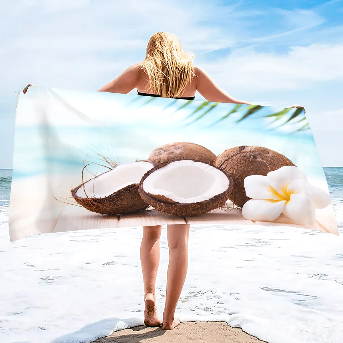 

Coconut Beach Towel Oversized,Sand Free Microfiber Beach Towel, Super Absorbent Sunset Swim Beach Towels for Kids,Women,Men