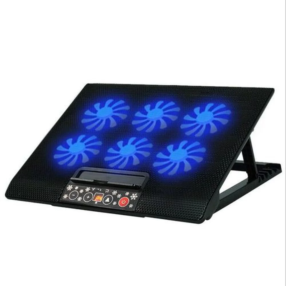 

Laptop Cooler 6 Fans Cooling Pad 2 USB Port with Led Screen 2600RPM for 14/15.6 Inch Gaming Stand