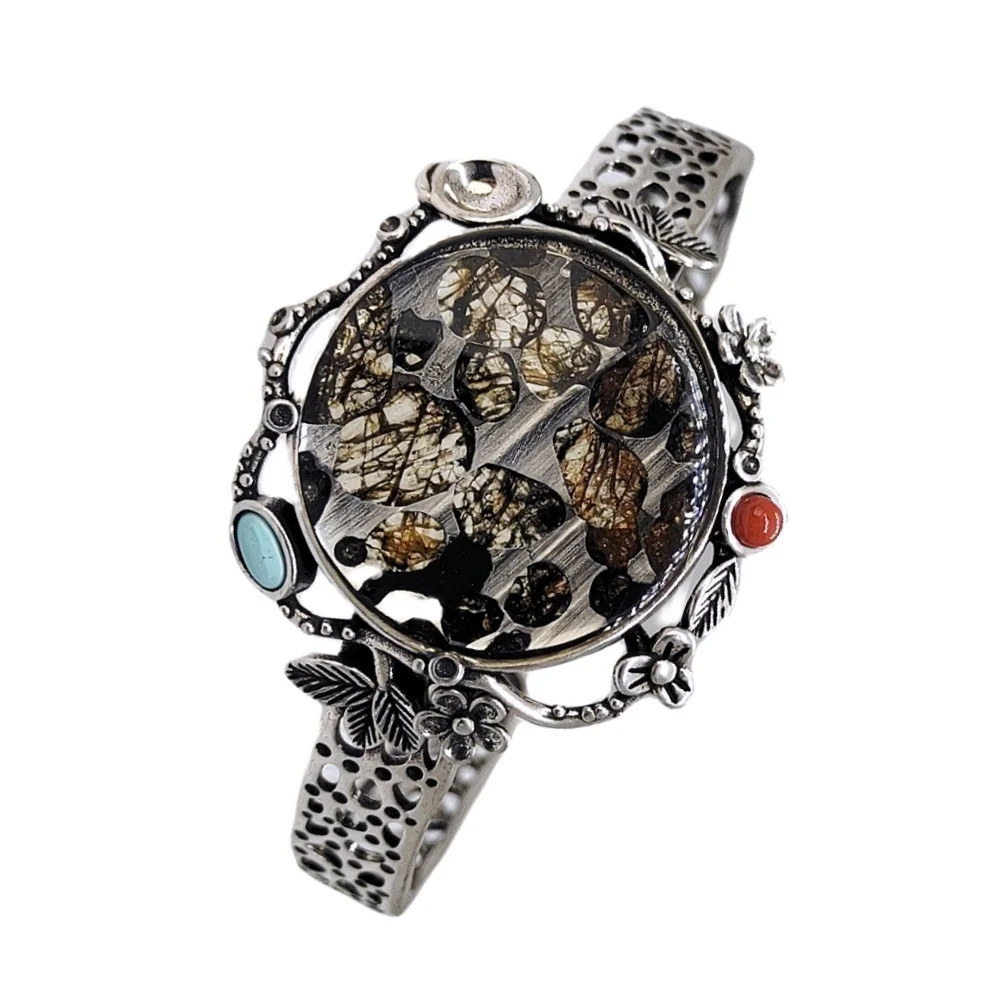 Браслеты из натурального метеорита Brenham браслеты серебра 925 пробы с оливковым