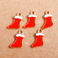 10pcs 10x14mm enamel christmas boots charms for jewelry making cute earrings pendants necklaces diy bracelets charms accessories