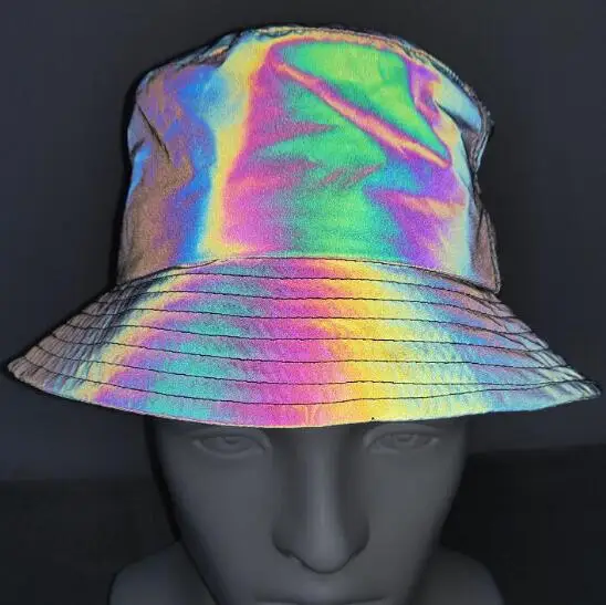 

Reflective Cap Multicolor Night Bucket Hat Men Summer Dance