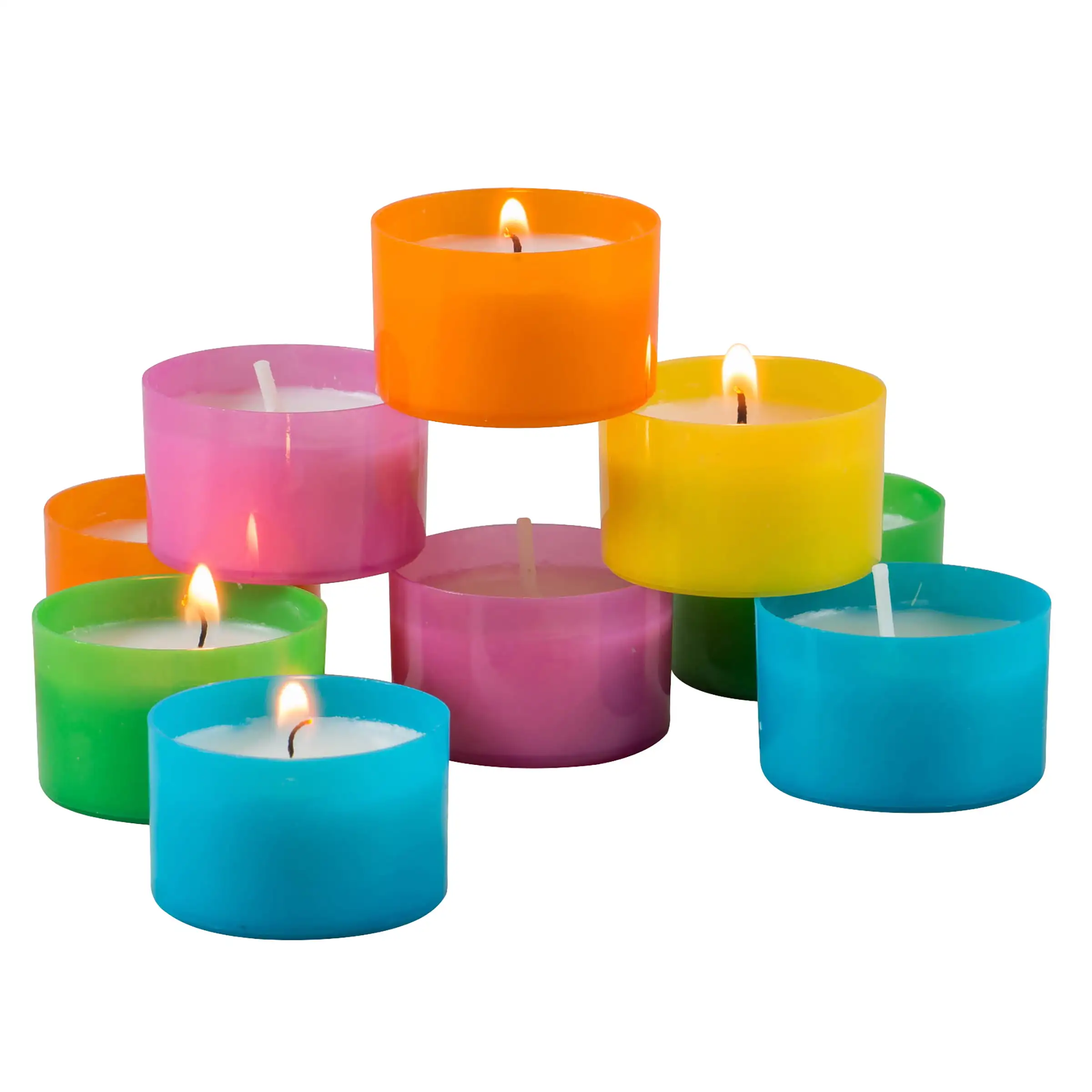 

Unscented Long Burning Tealight Candles with 6-7 Hour Burn Time, 96 Pack, Multicolor