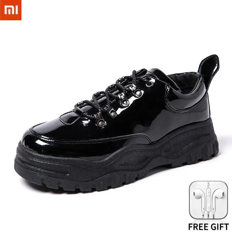 

Новые мужские яркие крутые красивые Нескользящие дышащие маленькие кожаные туфли Xiaomi Mijia2022 на толстой подошве Студенческая Повседневная о...