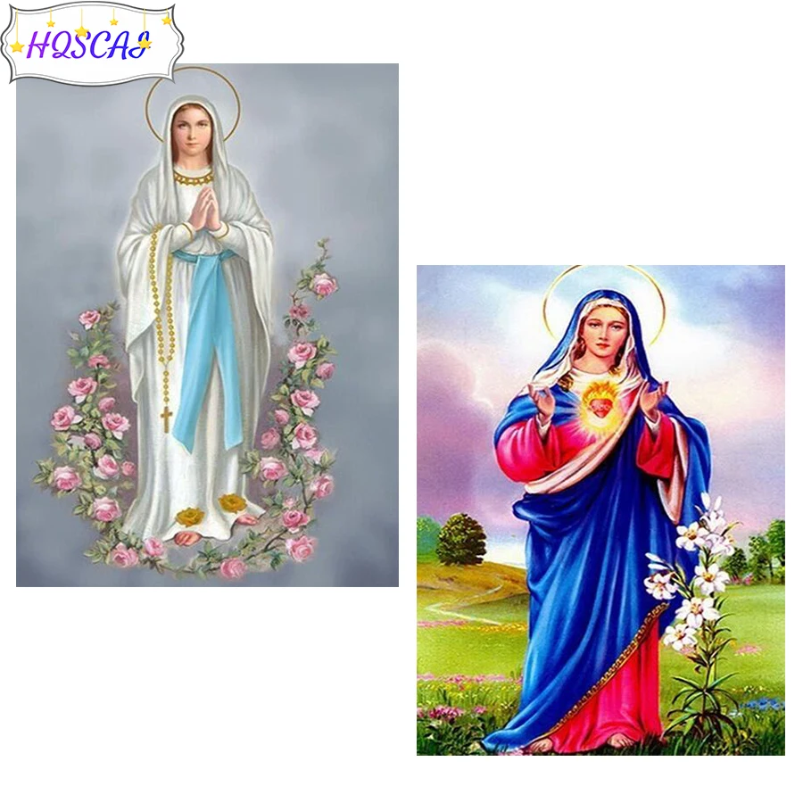 

Алмазная 3D живопись «сделай сам», Алмазная мозаика с изображением девы, Креста, мозаика из страз