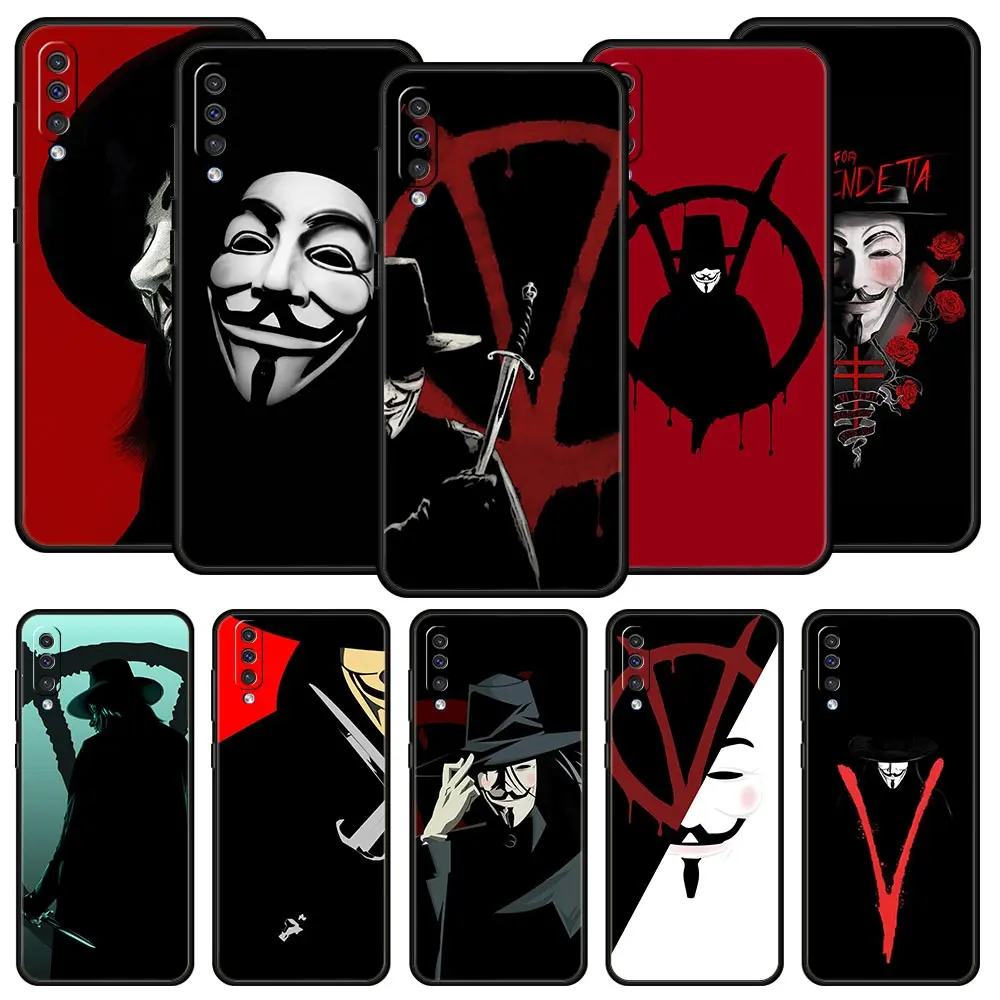 

V for Vendetta Mask rose Phone Case For Samsung Galaxy A12 A32 A50 A70 A20E A20S A10 A10S A22 A30 A40 A52S A72 5G A02S Cover
