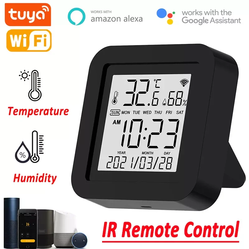 

NEW Smart WIFI IR Remote Control Temperature & Humidity Sensor LCD Screen For Air Conditioner TV DVD AC Alexa Smart Home