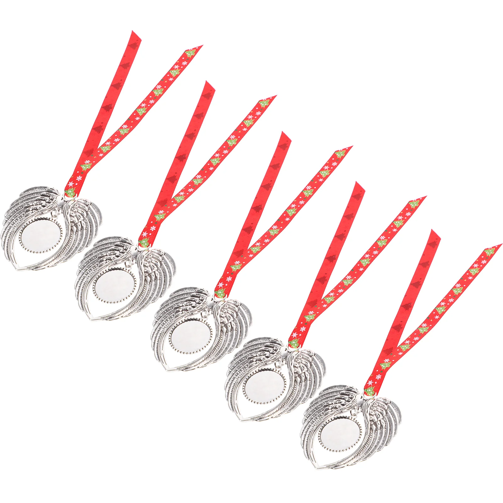 

5pcs Xmas Tree Angel Picture Frame Ornament Christmas Memorial Ornaments Xmas Tree Hanging Metal Photo Frame