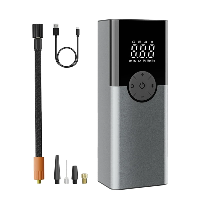 

Электрический велосипедный насос фунт/кв. Дюйм, компрессор аккумулятора с цифровым дисплеем и экстренной идентификацией, для автомобилей, мотоциклов