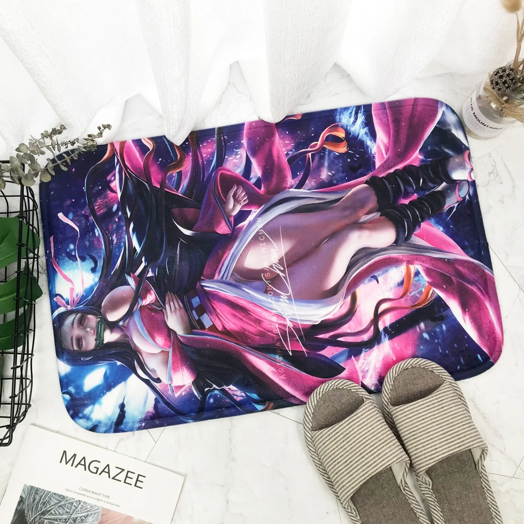 

Floor Hallway Mat Kitchen Carpet Flannel Washable Modern Rug For Home And Comfort Anime Kamado Nezuko Bath Mats Area Rugs
