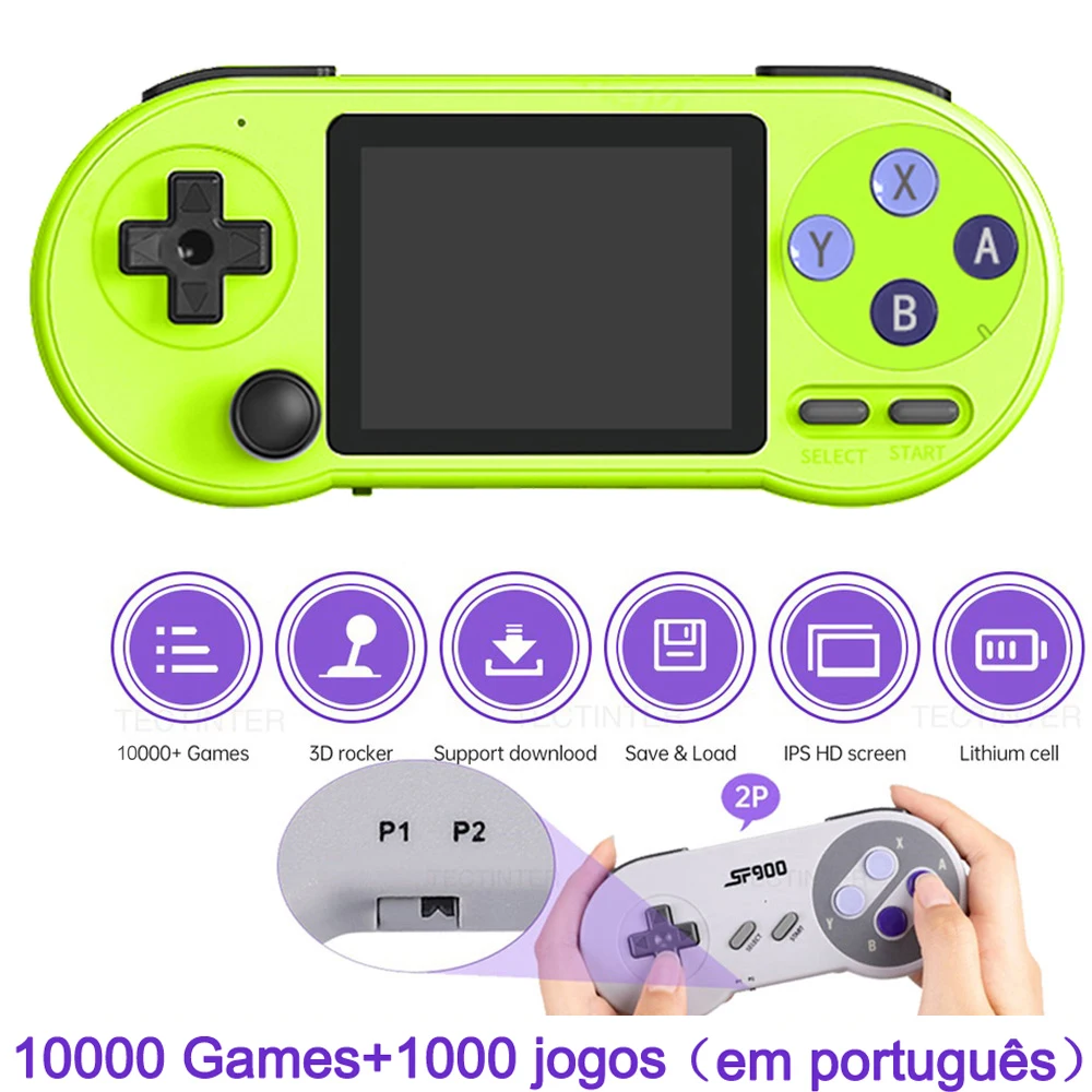 Портативная игровая консоль SF2000 с 3-дюймовым IPS экраном, портативная игровая консоль со встроенными 6000 + играми, Ретро ТВ, игровой плеер с AV выходом