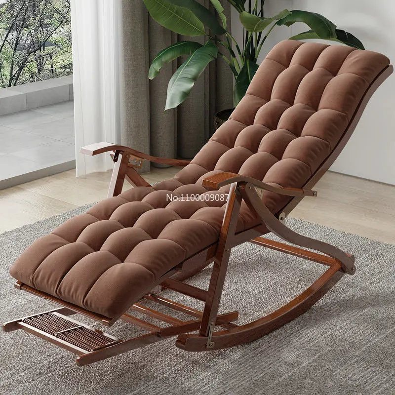 

Recliner Leisure Home Bamboo Rocking Chair Adult Balcony Relax Armrest Folding Bed Living Room Furniture шезлонг пляжный