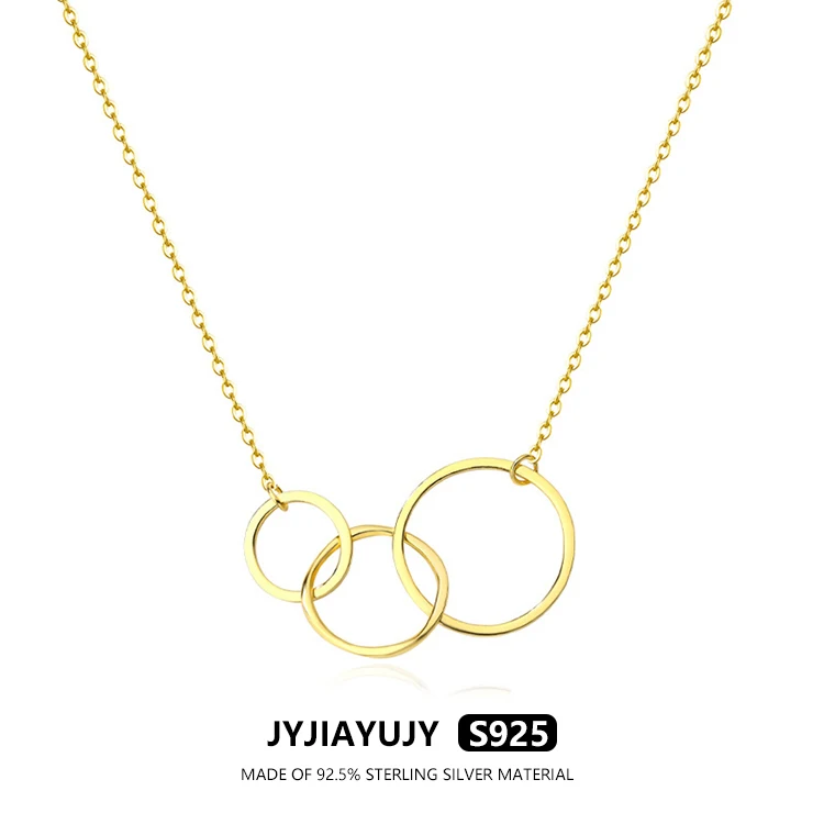 Цепочка JYJIAYUJY из стерлингового серебра 100% пробы с подвеской-кольцом 35 мм 45 см