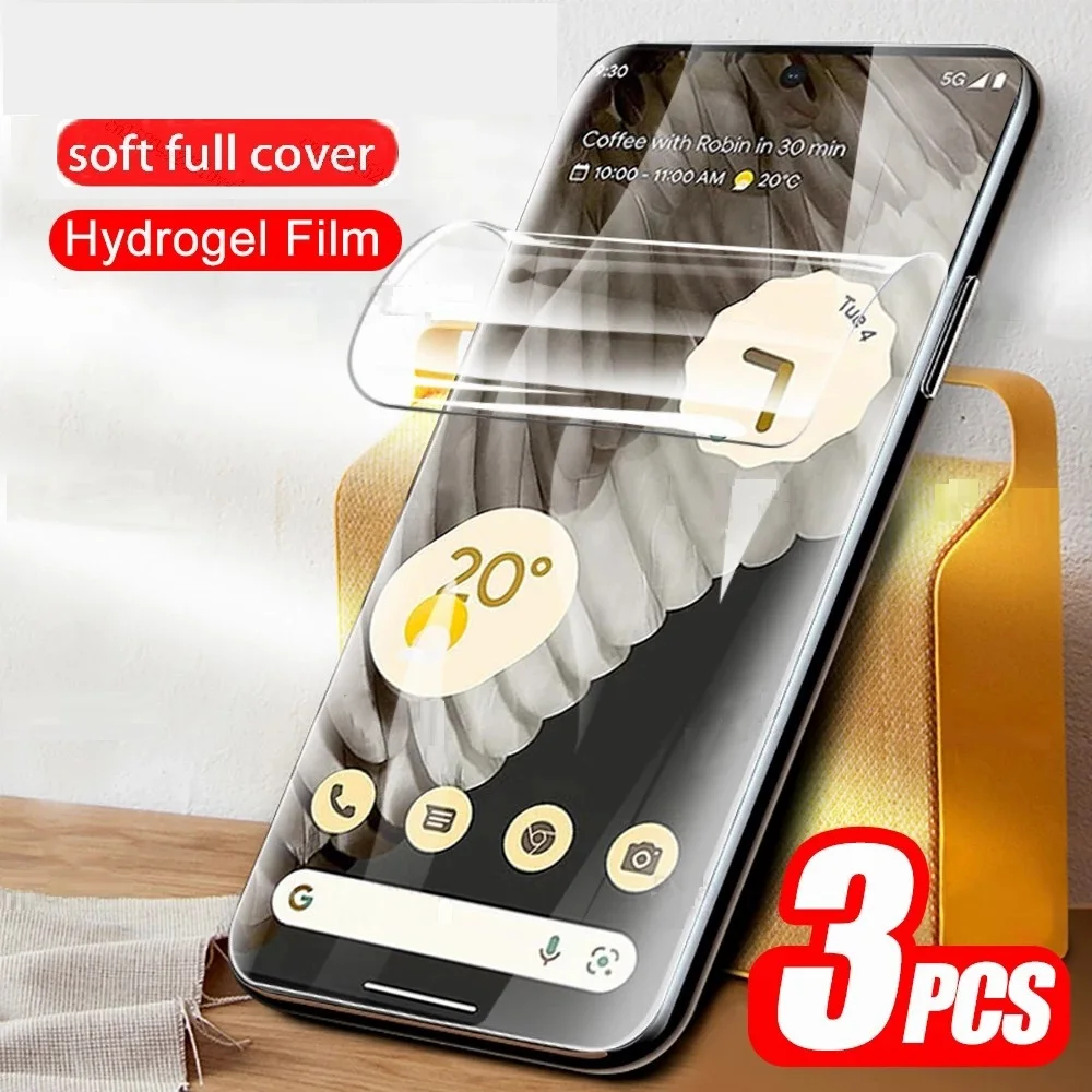 3 шт. гидрогелевая пленка с полным покрытием для Google Pixel 8 7 6 6A 7A Pro защитная экрана