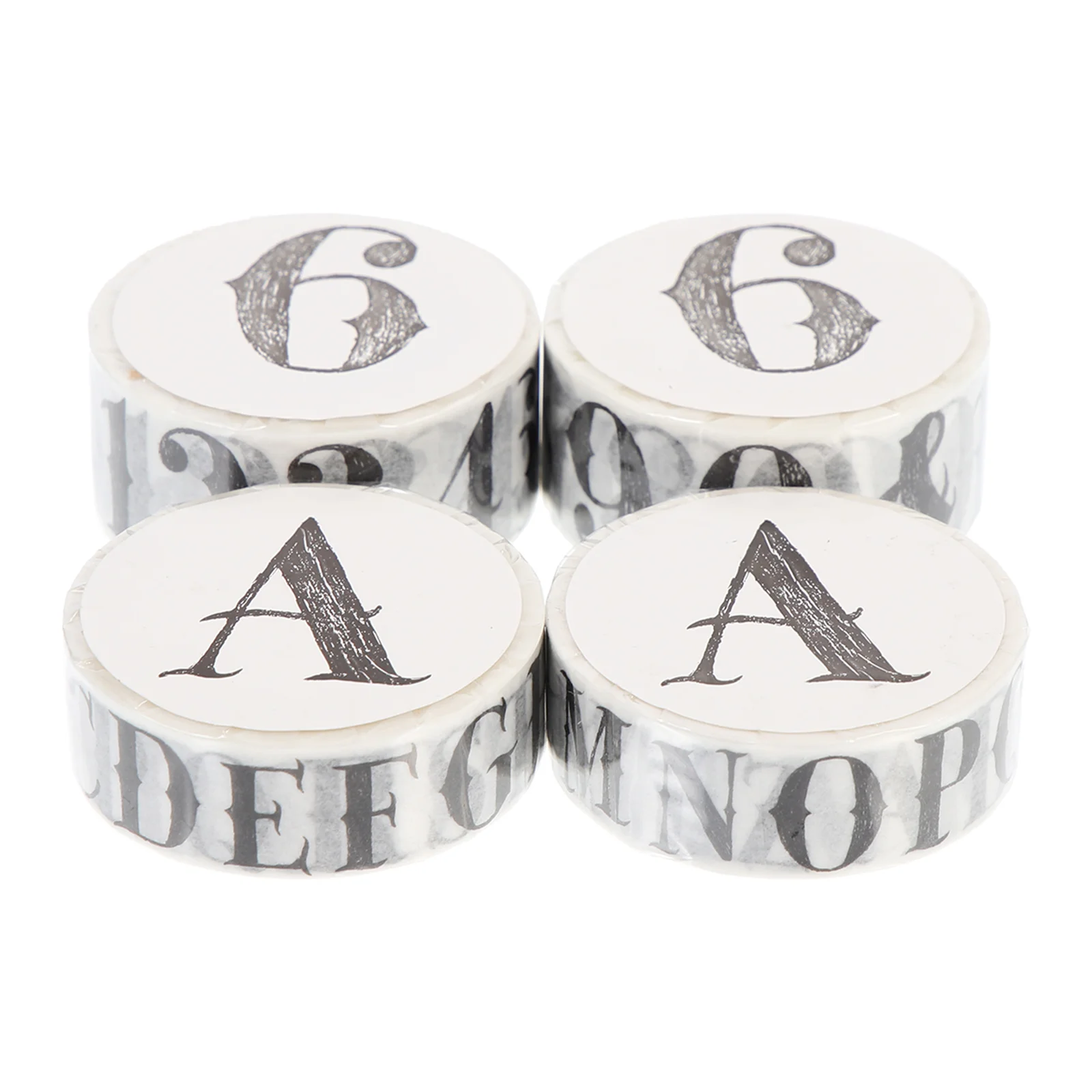 

4 Rolls of Self-adhesive Washi Tapes DIY Scrapbook Tapes Alphabet Number Stickers
