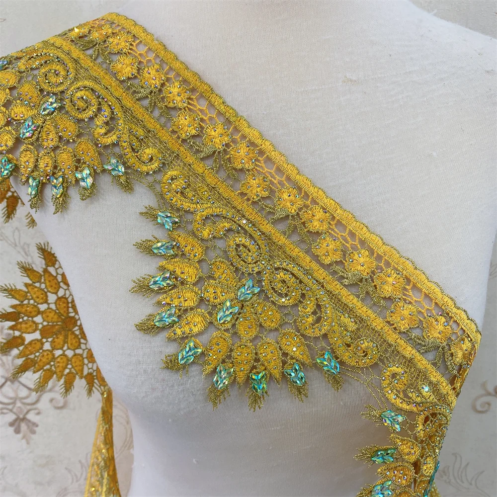 Много цветов ярдов стразы кружевная отделка металлические вышитые кружева